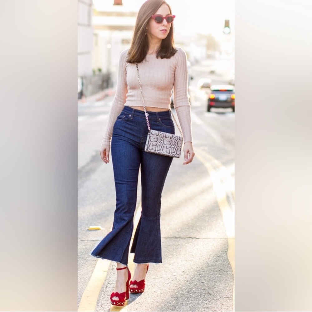 MOTHER The Cha Cha Fray High Rise Flare Jeans